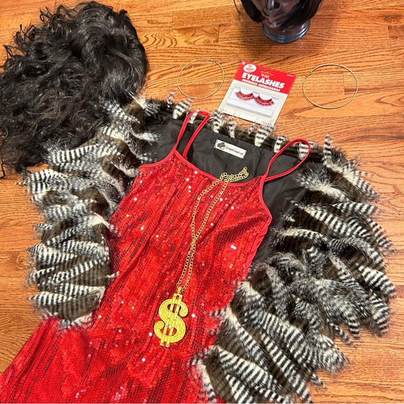 HOOKER CALL GIRL WOMENS size S/M Full Get Up Costume - Picture 3 of 8